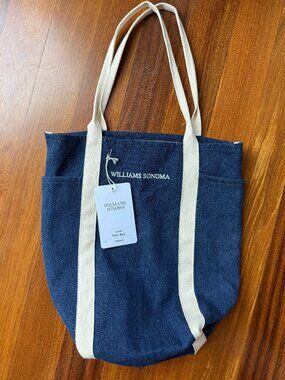NEW William Sonoma Small Denim Tote Bag